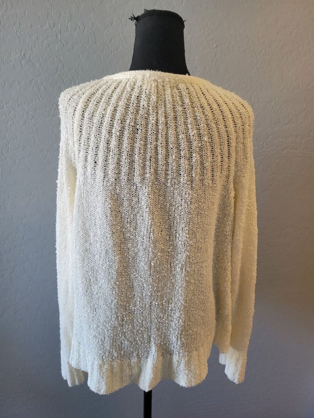 Pacific Sweater Exchange vintage 1980s or 1990s cream boucle knit open cardigan - Picture 5 of 10